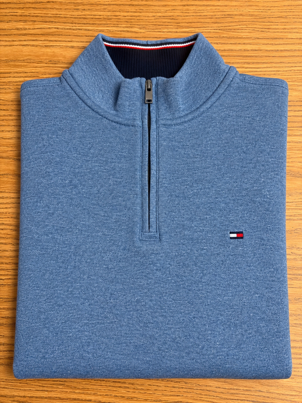 Tommy Hilfiger Men's Medium Blue Heather 1/4 Zip Pullover Sweater Excellent